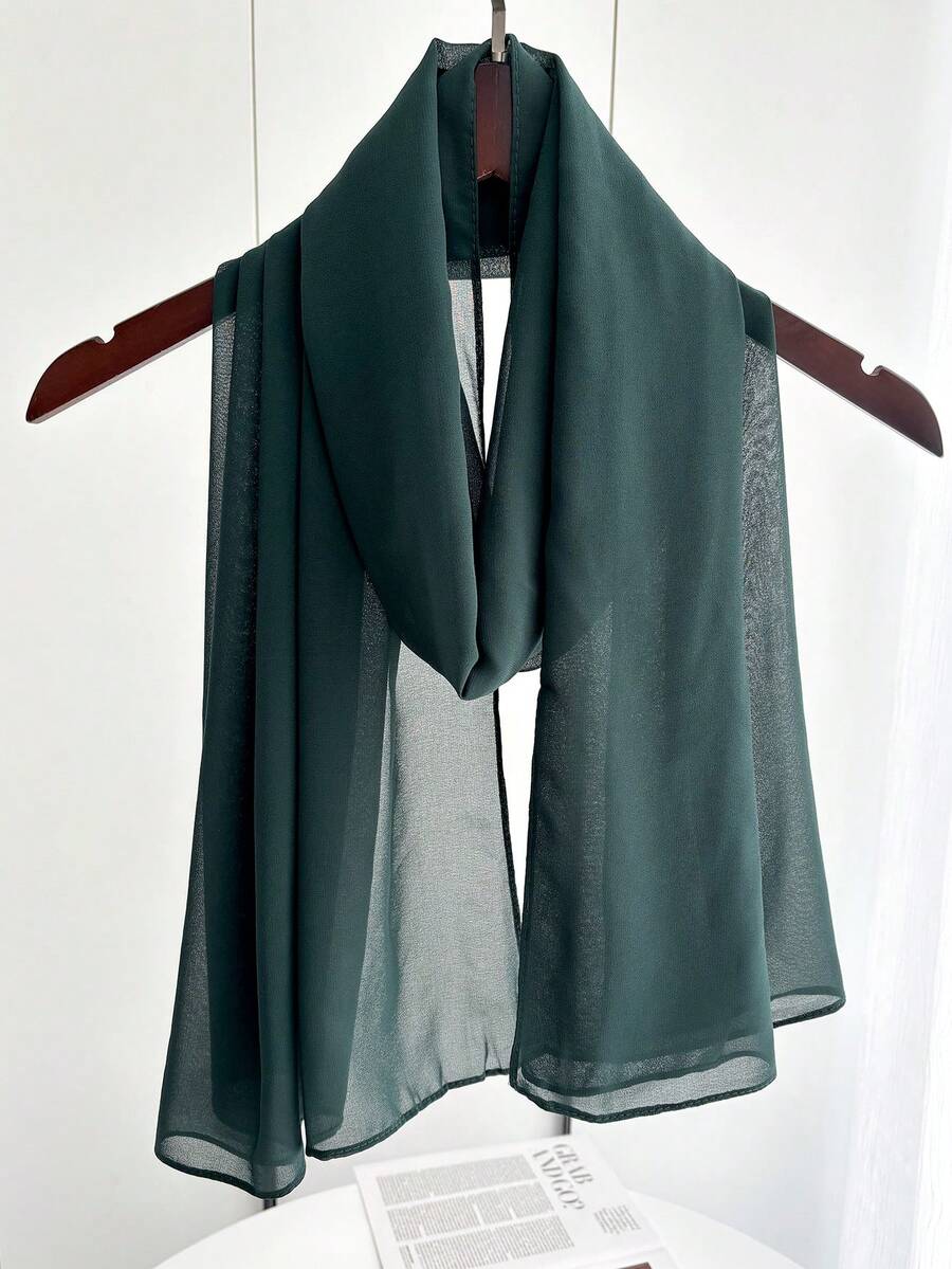 1 件女士休闲雪纺头巾 - 墨綠色 - 查看 1