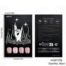 Short Press Pard French Tip False Nails With Pink Ossy Bow Design Ue On Nails Full Cover Stick On Nails 24Pcs-0345 - NudePink-1液體盎司(1包) - 查看 5