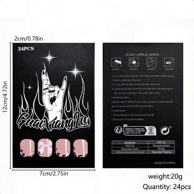 Short Press Pard French Tip False Nails With Pink Ossy Bow Design Ue On Nails Full Cover Stick On Nails 24Pcs-0345 - NudePink-1FlOz(Gói 1) - Xem 5