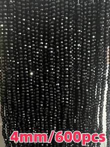 Hạt pha lê Áo màu đen cắt cạnh 2/3/4/6/8/10/12mm Rondelle hạt rời dùng làm đồ trang sức, vòng tay, vòng cổ, khuyên tai, thiết kế túi xách - màu đen - Xem 22