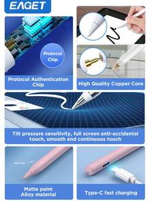 EAGET Bolígrafo universal de estilo mejorado, alta precisión y sensibilidad, rechazo de palma, prevención de activación/desactivación falsa, bolígrafo universal compatible con todas las pantallas táctiles