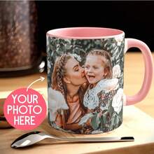 1PC Custom Photos Pink Mugs Double-Sided Custom Coffee Mugs Personalized Mugs Photos Boyfriend Girlfriend Anniversary Photo Best Friend Thanksgiving Christmas Gift Holiday Gift High-Quality,Stylish Custom,Personalized,Unique Ideal Gifts For Her Boyfriend,Girlfriend For Valentine's Day,For Anniversaries,For Weddings,For Mother's Day,For Children's Day,For Birthdays,For Father's Day,For Graduation,For Housewarming Living Room,Home - Pink - View 3