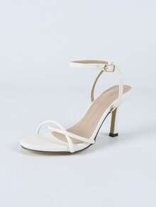 Women's High Heel Sandals Spring/Summer New Style Open Toe Thin Strap Sexy High Heels For Party Evening Wedding 9CM Heel Height Ankle Strap Women's High Heel Sandals (Random Asymmetric Pattern On Upper) - White - View 4