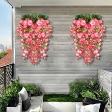 1 pieza/2 piezas Flores colgantes artificiales, plantas colgantes falsas, enredaderas de hibisco de seda falsa resistentes a los rayos UV, flores realistas para canastas, hogar, porche, exterior, jardín, patio