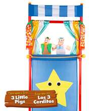 Color Baby Set teatro marionetas Los tres cerditos con 4 títeres de 25 cm, marionetas con los personajes del cuento clásico, materiales suaves y seguros, para representar historias, jugar en grupo o en familia ✅ Entrega 24/48h a España (península) - Negro - Ver 2