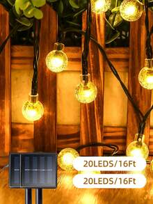 1pc Outdoor Solar Crystal String Light 38.99/22.59/15.99/10FT 10/20/50/100LED, Outdoor Solar Crystal String Light, Solar Crystal Ball Light, Spring, Summer, Garden, Lawn, Terrace, Pavilion, Courtyard, Christmas Decoration, Mother's Day,GiftBest Mom,Women,PartyDecoration - Warm White - View 15