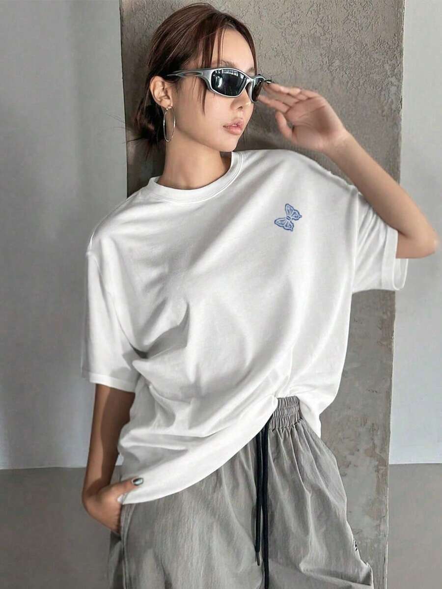 Áo thun đa năng in họa tiết thời trang mùa hè 2025 dành cho người đi làm thường ngày - trắng - Xem 1