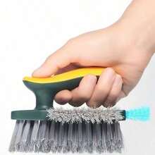 1pc Solve The Problem Of Stubborn Stains! Two Tone Ergonomic Handle Cleaning Brush, With Soft And Hard Bristles Divided Into Zones, Effectively Removes Various Stubborn Stains, An Essential Practical Tool For Home Cleaning!