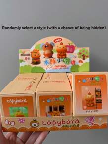 可爱水豚盲盒 - 超甜水豚露露创意表情符号收藏毛绒公仔，可爱卡通树脂小雕像装饰，居家/办公桌 & 生日/情人节派对收藏品