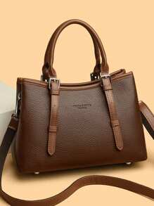 2025 时尚女士手提包经典皮革手包奢华单肩包设计师大号托特包女士斜挎包女包 - 棕色 - 查看 3