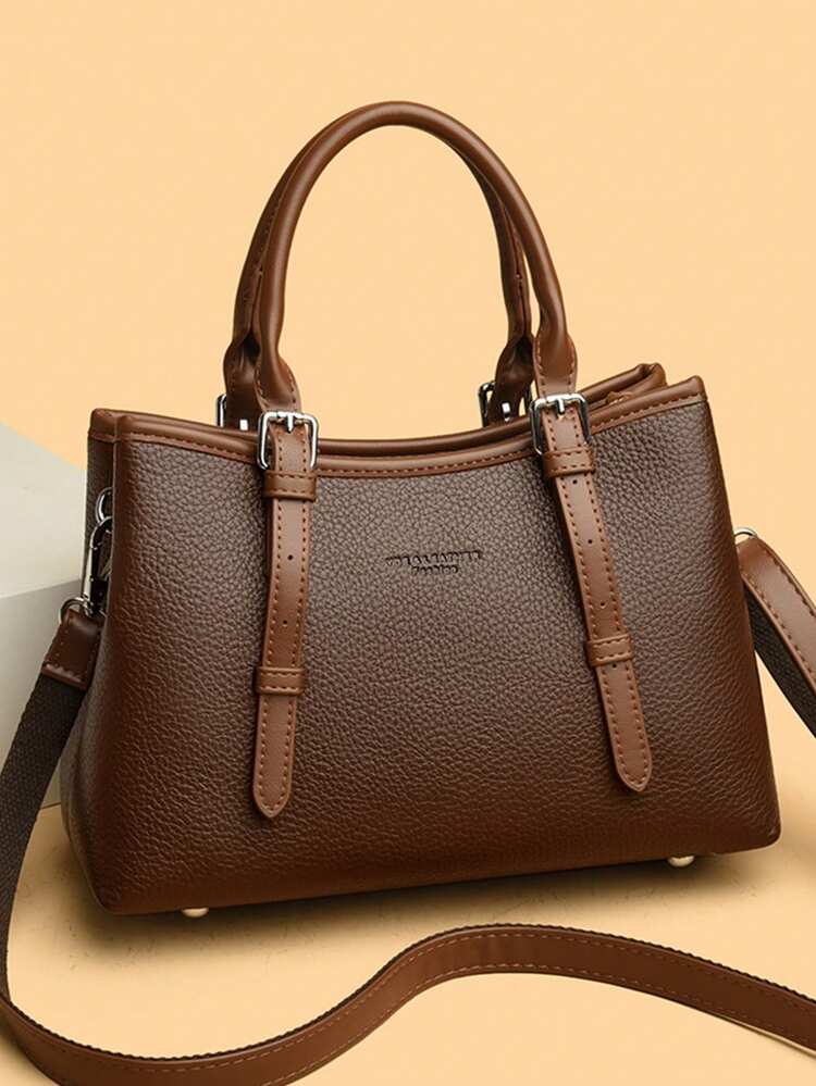2025 时尚女士手提包经典皮革手包奢华单肩包设计师大号托特包女士斜挎包女包 - 棕色 - 查看 2