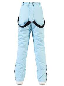 1 pieza Pantalones de esquí de alta calidad y cálidos para mujer con tirantes desmontables - Calidez invernal, con bolsillos, diseñounicolorlido para deportes al aire libre, equipo deportivo para hombres, pantalones de trabajo para esquí, ropa de esquí para mujer