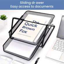 2 Tier Paper Tray Mesh Desk Organizer Office Desktop Document A4 File Desk Tidy Letter Filing Storage - Variant - View 7