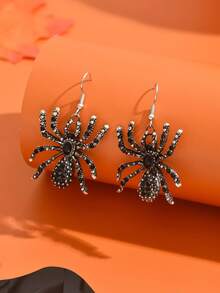 1 par de pendientes creativos con diseño de telaraña de estilo gótico vintage, apropiados para usar en fiestas y celebraciones de Halloween por mujeres