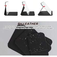 Przenośne, składane lusterko kosmetyczne ze sztucznej skóry z powierzchnią ze szkła HD – idealne do akademika, na podróż i jako prezent kosmetyczny