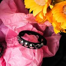 Eigso 3 Pcs Leather Punk Bracelets Men Women Of Rock Rivet Wrap Retro Spike Bracelet Adjustable - 黑色-4 - 查看 2