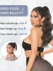 Ponytail Extension 22inch Long Curly Wavy Drawstring Ponytail Hair Breathable Hair Net Increase Comfort Made Of Synthetic Fiber Suitable For Women Daily Or Party Use