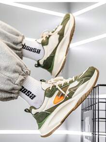 厚底撞色男士厚底运动鞋，时尚透气舒适男士运动鞋，系带增高耐用男士跑步鞋，户外