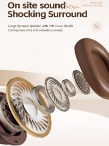 HEAVY BASS 复古无线蓝牙耳机，具有防噪音、可折叠和伸缩设计，低音耳塞带 AUX 功能