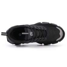 女士安全鞋，大网眼透气，钢头，防砸，防刺穿，柔软轻便的EVA鞋底，时尚功能性工作鞋 - 黑色 - 查看 6