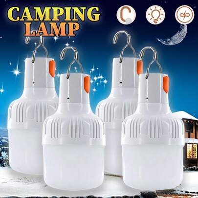 4 bombillas LED recargables por USB, iluminación portátil de emergencia, decorativas, ideales para iluminación de escenarios, con batería de litio de 400 mAh y carga USB. Ideales para coches, dormitorios, jardines de infancia, baños, garajes y exteriores.