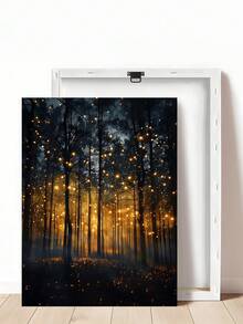 1幅魔法森林萤火虫艺术版画 - 植物墙画，风景帆布装饰画，艺术自然萤火虫装饰画，暗黑学院风版画，神秘夜空艺术作品和女巫主题房间装饰，复古艺术，自然帆布墙画和魔法家居装饰，秋季墙画，卧室装饰，客厅装饰，办公室装饰 - 彩色 - 查看 23
