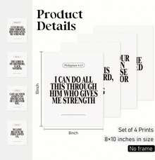 Wall Art Posters Locomiss Black And White Christian Wall Art Decor Posters, Modern Bible Verse Prints, Minimalist Jesus Scripture Prayer Room Art Wall Decor, Inspirational Bible Posters Bedroom Office Living Room,Set Of 4 (8x10 Unframed) - MX-黑色 - 查看 8