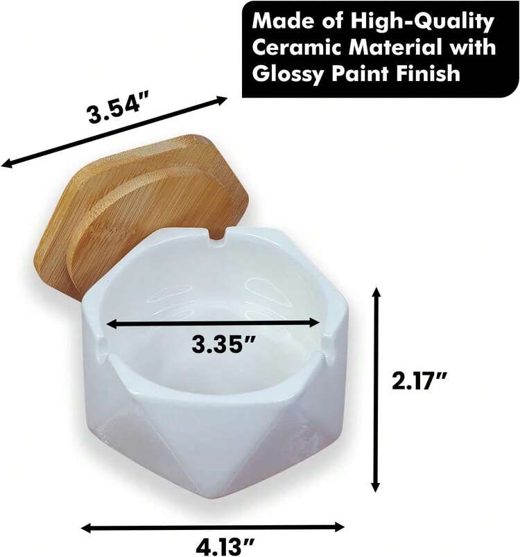 OVSAPVAIAAshtrays Cigarettes Ash Tray - Premium Ceramic Retro Ashtrays Gifts Smokers Home Ashtrays Indoor Outdoor Patio Desktop Decor Unique Fancy Cute Ashtray With Lid White - White - View 10