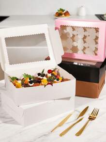 8/4pcs/1pc Cupcake Box With Window, 12 Cup Cake Box, Large Cake Box, Suitable For Birthday, Wedding, Valentine's Day, Gift Packaging Box