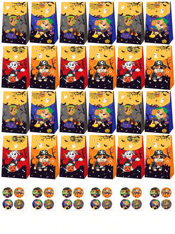 Paw Patrol 24/48Pcs/Set Paw Patrol New Theme Party Gift Bags, Birthday Party Decorations, Gift Packaging Bags, Paper Bags, Suitable For Birthday, Halloween, Christmas And New Year Party Supplies, Also A Perfect Choice For Thanksgiving
