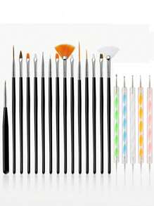 35/31pcs Professional Nail Art Brush Set - 3D Gel Brushes, Acrylic Brushes, Salon-Grade Nail Tools, Suitable For Home Manicure And Salon Use - Multicolor - View 12