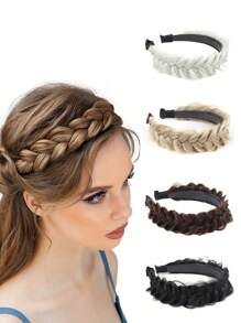 1件优雅波西米亚风编织发带，防滑齿设计，女士发饰头巾，发箍