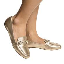 Women's Moccasin Shoes Square Toe Light Gold Elegant Casual Modern Maricotta - 金色 - 查看 5