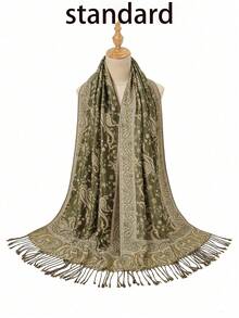1 chiếc khăn choàng Jacquard họa tiết Paisley cổ điển phong cách Bohemian dành cho nữ, khăn choàng đa năng để mặc hàng ngày - màu xanh lá - Xem 11