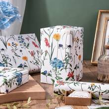 WRAPAHOLIC Kraft Wrapping Paper - Roll - 17 Inch X 16.5 Feet - Green Plant Wrapping Paper Wedding, Birthday, Bridal Shower, Tea Party, Drawer Liners, Home Closet Shelves - 野花(白色) - 查看 6