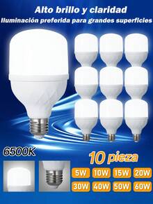 10 Piezas Foco Led de 5W, 10W,  15W,  20W,  30W,  40W, 50W,  60W, Iluminación del Hogar, Mejora de Iluminación, Iluminación para Interiores, Alumbra Interiores y Exteriores - 10 piezas - Ver 1