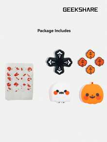 GeekShare Cute Pumpkin & Ghost Themed ABXY & Directional Button Covers Compatible With Nintendo Switch 2 - Multicolor - View 3