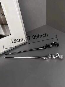 1pc Black And Sliver Textured Metal Design Hair Pin Street Skull Skeleton,Y2k,Hair Accessories,Hairpin Hair Bun Hair Bun Maker Bun Hair Piece Hair Styling Pins(Boho), Head Accessories