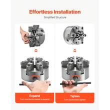 6-Jaw Lathe Chuck, 6 Inch (160 Mm), Self-Centering Chuck With D1-4 Cam Lock Backing Plate, 0.12-5.71 In (3-145 Mm) Clamping Range With T-Wrench Screws, HT300 Material, For Wood Metal Lathe - 銀色 - 查看 5
