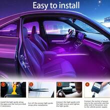 RGB 5-In-1 Ambient Lighting Kit, 236-Inch Fiber Optic 8-Color Car Neon Light, Car Interior Neon LED Light Strip, Car Interior Music Mode Lighting Accessories - RGB 5-in-1 Ambient Lighting Kit - View 8