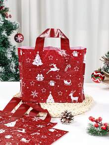 10/20个装圣诞礼品袋，红色圣诞树、驯鹿、星星、雪花图案礼品袋，圣诞派对装饰礼品包装，圣诞家庭聚会礼品包装用品，圣诞购物塑料袋，耐用塑料袋，圣诞厨房包装用品，2026新年装饰，圣诞装饰，圣诞礼物，圣诞礼品，派对小礼品 - 紅色聖誕 - 查看 6