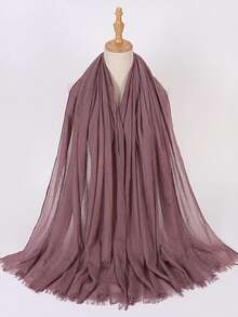 1 chiếc khăn choàng hijab modal dài mềm mại, nhẹ, màu trơn cỡ lớn dành cho nữ, mùa thu/đông - Nhiều màu - Xem 9