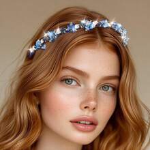 优雅蓝色水晶头带女士发饰，适合婚礼、新娘和伴娘礼物 - 迷人头饰、万圣节服装配饰和节日/生日假期必备配饰