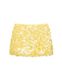 SHIBASHAN Chân váy mini đính sequin gợi cảm, chân váy ôm sát eo cao màu vàng thời trang nữ dự tiệc mùa xuân - Màu vàng - Xem 7