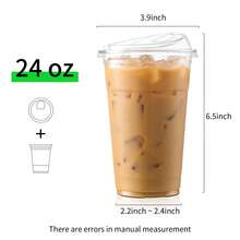 FookmeKag 100 Set Clear Plastic Cups, 12/16/20/24 OZ Disposable Iced Coffee Cups , Smoothie Cups, PET Crystal Party Cups, Cold Beverages Drinking Cups For Thanksgiving, Halloween, Christmas - dung tích - Xem 5