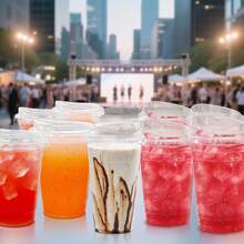 FookmeKag 100 Set Clear Plastic Cups, 12/16/20/24 OZ Disposable Iced Coffee Cups , Smoothie Cups, PET Crystal Party Cups, Cold Beverages Drinking Cups For Thanksgiving, Halloween, Christmas - dung tích - Xem 11