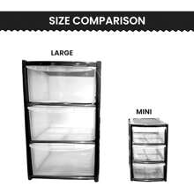 3 Tier Mini Plastic Storage Drawers, Compact Desktop Organizer With Transparent Drawers For Office, Home, Kitchen, Makeup, Crafts, Stackable & Portable Mini Tower Cabinet - Black - View 3