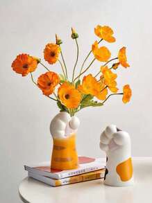 1 pièce Vase en résine avec patte de chat 7 cm x 14 cm, convient pour la décoration intérieure, le jardin extérieur, le balcon, le salon, la salle à manger, l'affichage, applicable pour la vitrine du centre commercial, la décoration de la table à manger, la maison, le rebord de fenêtre, le restaurant rapide, fournisseur de au détail