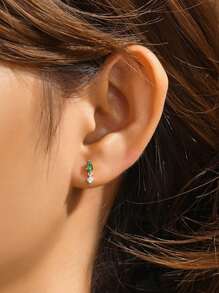 1 件 925 纯银三角形耳环，带 Ins 风格百搭镶钻球球小耳骨耳钉女士珠宝适合女孩礼物