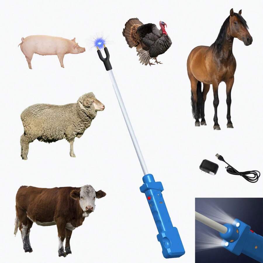 Chicharra Eléctrica Arreadora Recargable Ganadera De 108cm Azul Acero herramienta ganadería potente y duradera